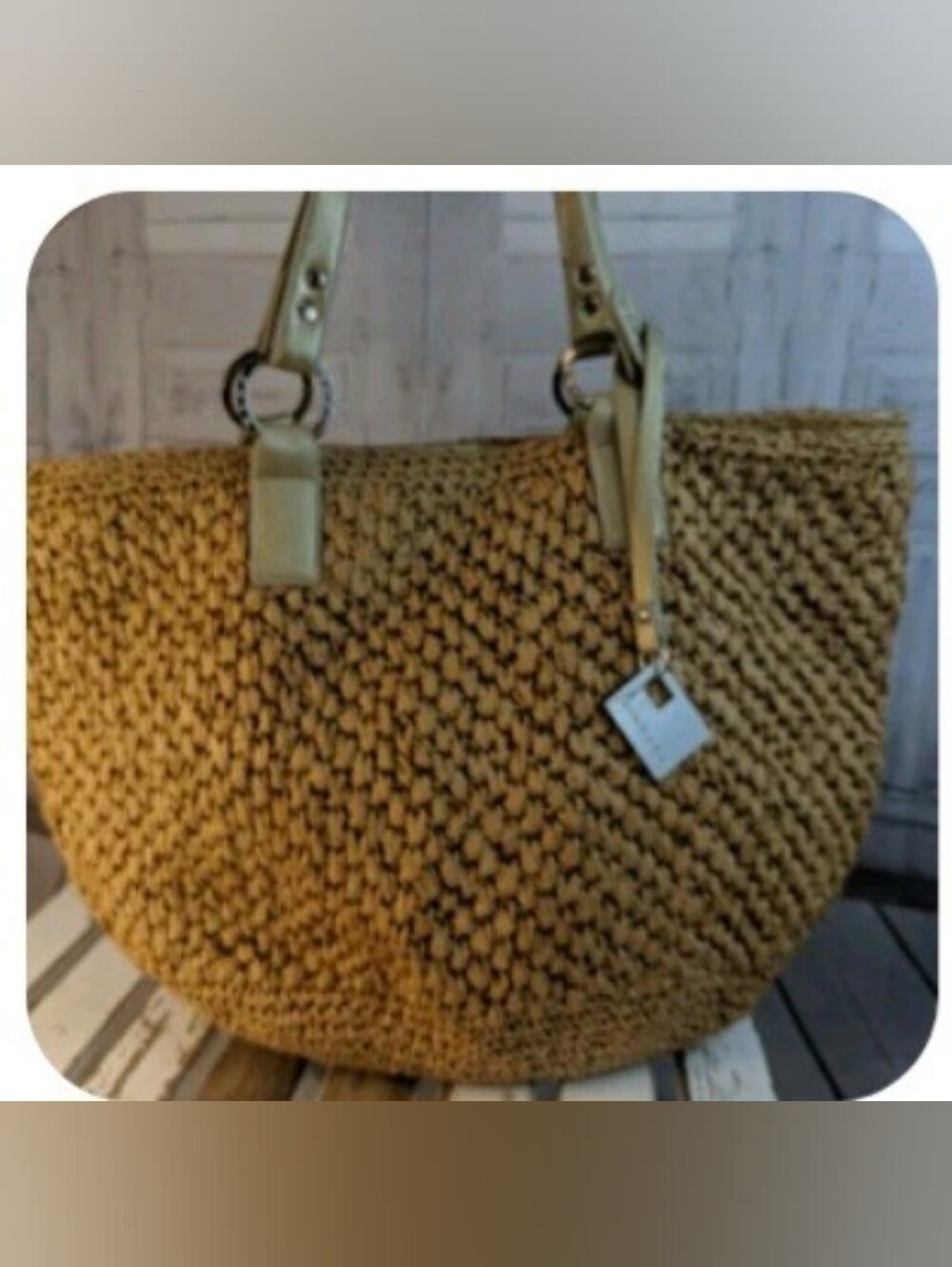 ZINGARA Large Woven Straw Tote Bag with Beige Handles